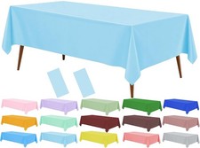 Blue Plastic Table Cloth, 2 Pack Light Blue Tablecover, 54 x 108 Inch Disposable