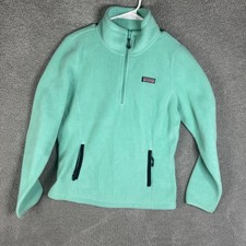 Vineyard Vines Fleece Jacket Womens Medium Green 1/2 Zip Pullover Pockets Logo