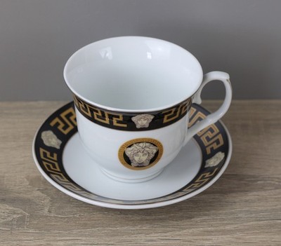 Da Vinci Collection Medusa schwarz Kaffeetasse mit Unterteller/Untertasse Tasse