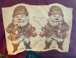 ANTIQUE PRINTED FABRIC SANTA FATHER CHRISTMAS MAKE YOUR OWN DOLL PILLOW