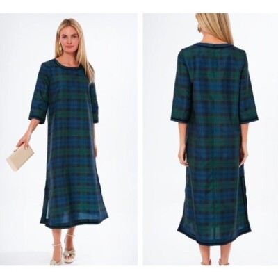 Tuckernuck | NEW Jamie Velvet Trimmed Plaid Blackwatch Midi Dress Size XS |  eBay