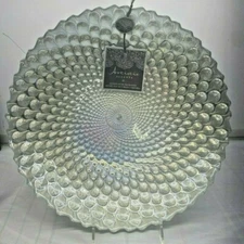 White Pearl Opal  Decorative Bowl Peacock Luster New Glass 13" Artistic Accent