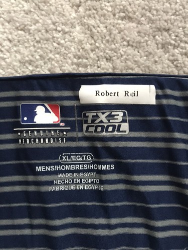 Boston Red Sox Logo Striped Activewear Polo Shirt Mens Sz XL MLB Baseball Blue - Bild 3 von 7