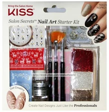 KISS* Salon Secrets NAIL ART STARTER KIT Glitter+Decals+Charm HOLIDAY #60523