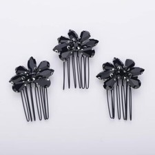 3pcs Black Crystal Sparkle Cute Hair Comb for Brides Bridesmaid Flower Girl H...