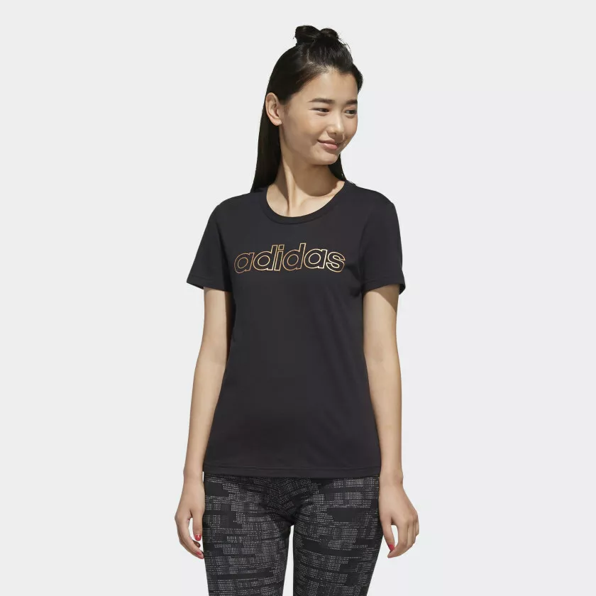 Adidas Women Essentials Branded Tee Black Copper Metallic FL0164