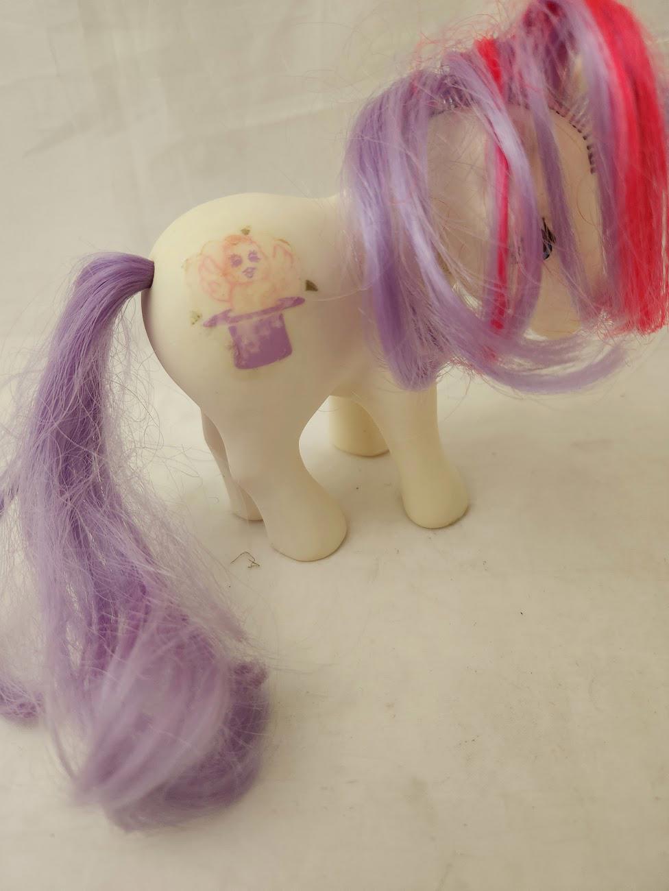 Cappello messaggio magico My Little Pony G1 MLP vintage 1983 cavallo Hasbro bianco rosa giocattolo