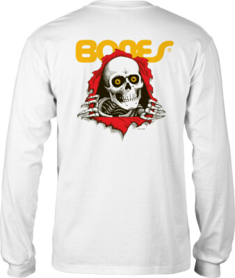 Powell Peralta BONES RIPPER LONG SLEEVE Skateboard Shirt WHITE | eBay