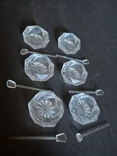 Set of 6 Bohemia Glass Mini Serving Bowls Thick Walls W/ Spoons Original Box