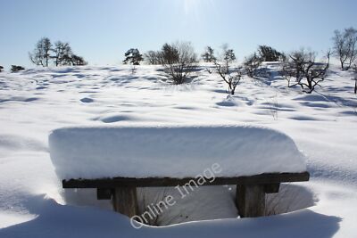 Photo 12x8 Snow covered bench Windy Hill/NS3163 Muirshiel country park c2010