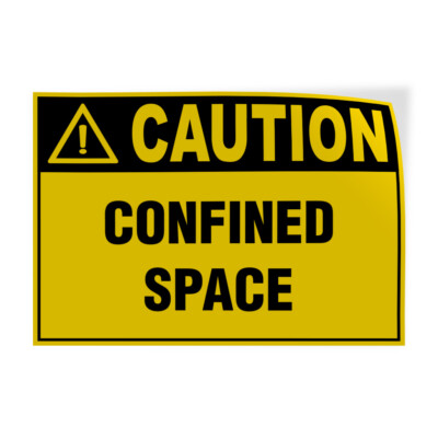 Horizontal Vinyl Stickers Caution Confined Space Hazard Sign Hazard Labels