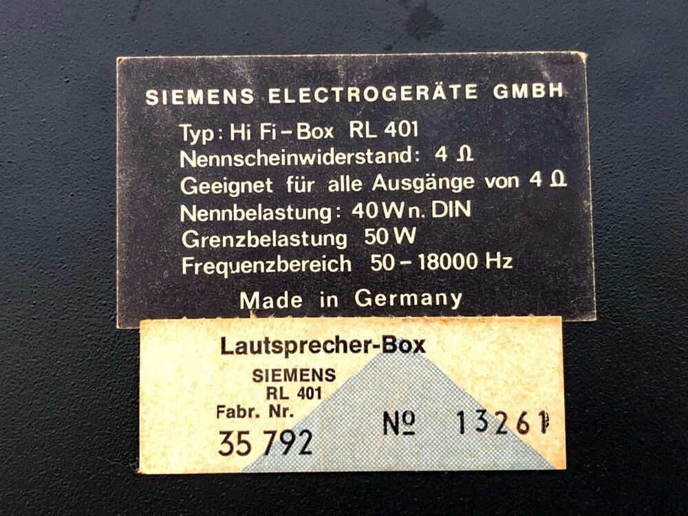 SIEMENS HI FI-BOX RL 401 SPEAKER PAIR SIEMENS From Japan | eBay