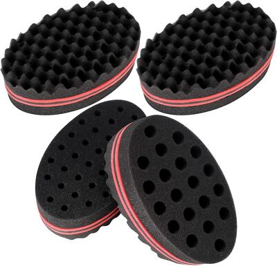 4 Stück große und kleine Löcher Haarschwammbürsten, Afro Coils Hair Curls Bürsten,