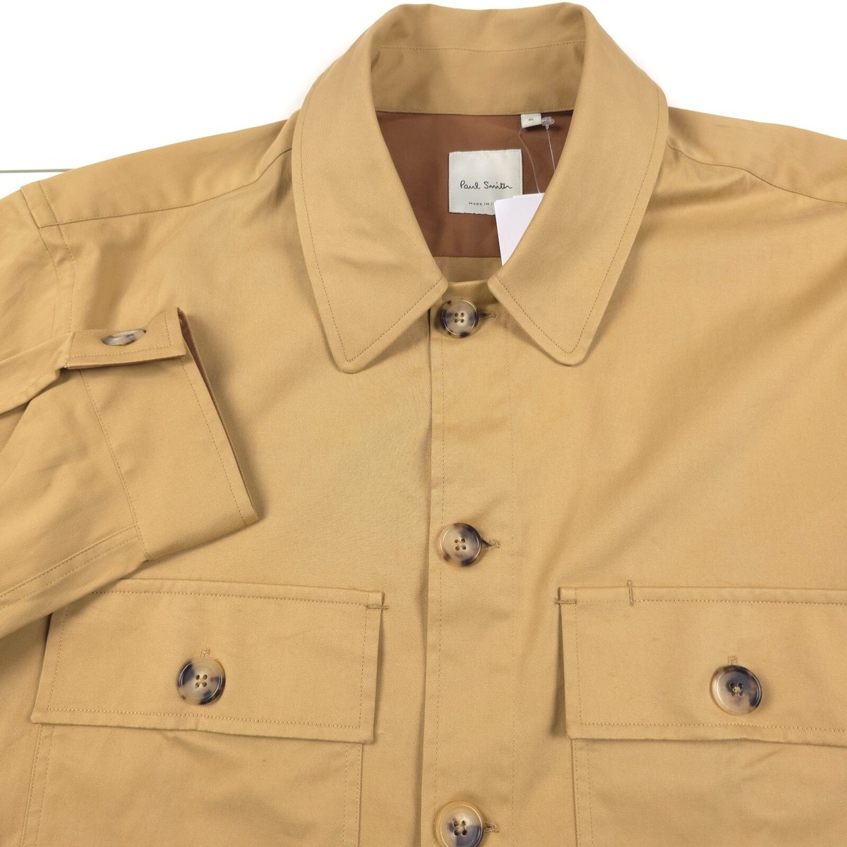 $495 Paul Smith Organic Cotton Slim Fit Khaki Beige Shirt Jacket