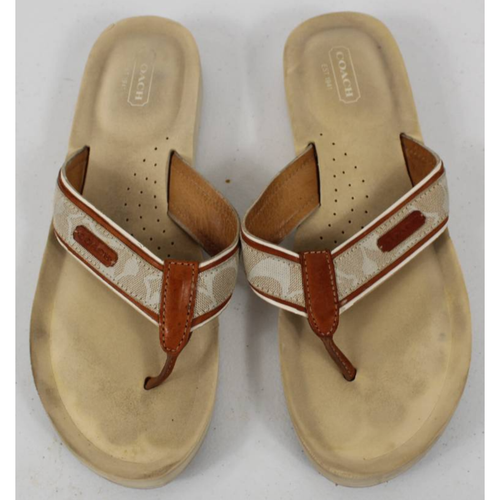 Coach Womens Juanita Flip Flop Thong Sandals Beige Brown Slip Ons 10 B |  eBay