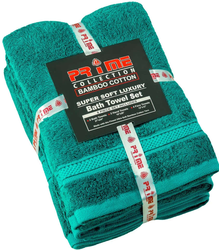 Bamboo Cotton Bathroom Towels Set 8 Piece Towels for Bathroom 600 GSM Bath Towel - Image 4 of 4