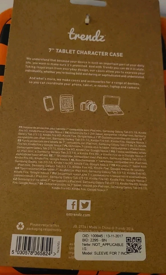 Trendz Tiger  7” Tablet Protective Case Cover  Kindle Ipad Google - Image 2 of 2