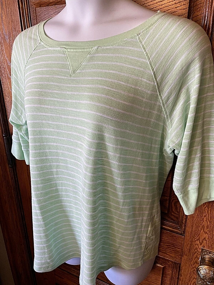 Топ CALVIN KLEIN Performance Quick Dry, весенний зеленый и белый в полоску, размер 2X  - Изображение 2 из 4