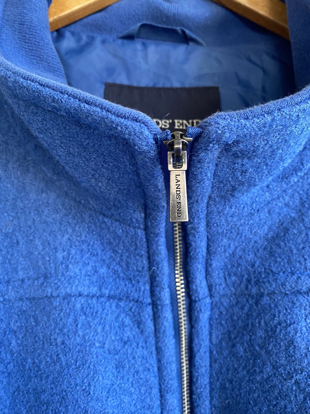 Lands' End Womens Boiled Wool Lined Coat Jacket Plus Size 26W Blue Full