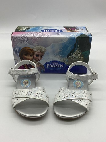 Disney Frozen Elsa Girl Sparkly Silver Crossband W/Ankle Strap Sandals Sz.6 - Picture 12 of 12