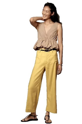 NWT By Anthropologie Corset Bow Pleated Wide-Leg Trousers Black  display picture 1