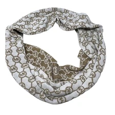 Michael Kors Scarf One Size Jet Set Logo Print Reversible Infinity Muffler White