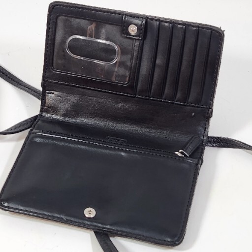Coach Mini Legacy Canvas Sig C Black Crossbody Wallet classic