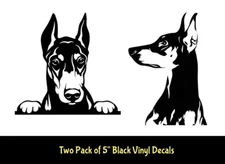 Doberman Pinscher 2 Pack 5" Black Vinyl Decal Car Truck Windows laptop notebook