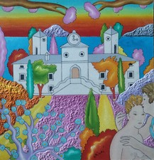 Quadro Dipinto Olio e TM su Tavola del grandissimo Maestro Luca Alinari-32x33 cm