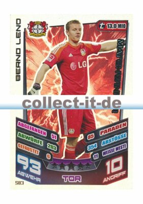 Match Attax Extra 13/14 - 583 - BERND LENO - Bayer 04 Leverkusen - Matchwinner