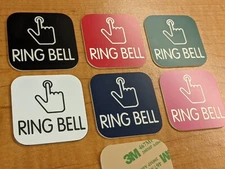 Engraved 2x2 RING BELL Doorbell Counter Sign Tag Plate Plaque Choice of 6 Colors