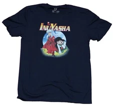 Inuyasha Adult New T-Shirt - Inuyasha & Kagome in Circle Under Logo