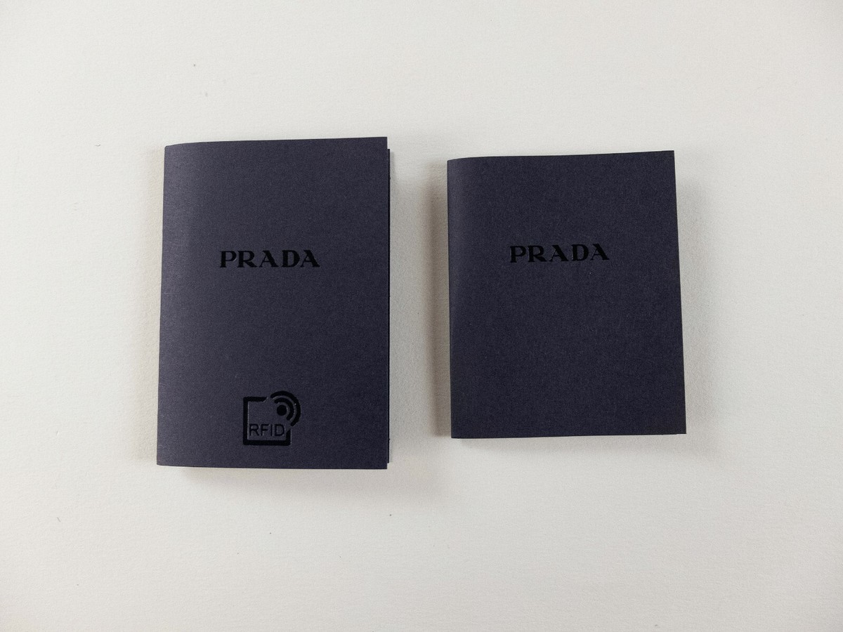 小物 PRADA PRADA blue triangle logo Saffiano leather card holder / mini
