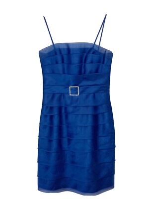 JS Boutique Women s Navy Blue Tiered Ruffle Formal Knee Length Dress Size 6 H5