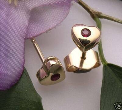 Kinder Ohrringe Ohrstecker Herz Rubin Gold 585 Gelbgold Qualität