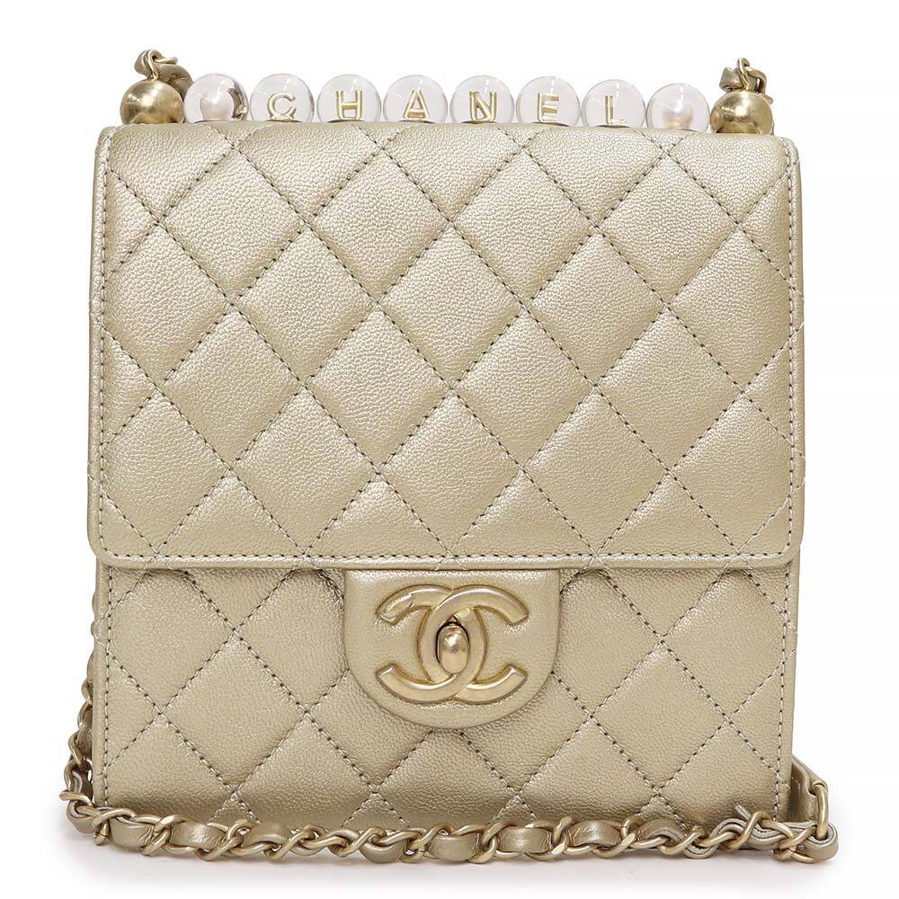 (シャネル)AS0584フラップ バッグ パールハンドル ゴールド金具 シャネル)AS0584フラップ バッグ パールハンドル ゴールド金具