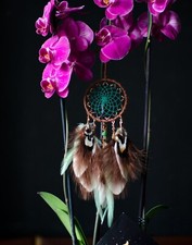 Handmade Small Mint Brown Dream Catcher Car Rear View Mirror Hanger Handmade Small Mint Brown Dream Catcher Car Rear View Mirror Hanger