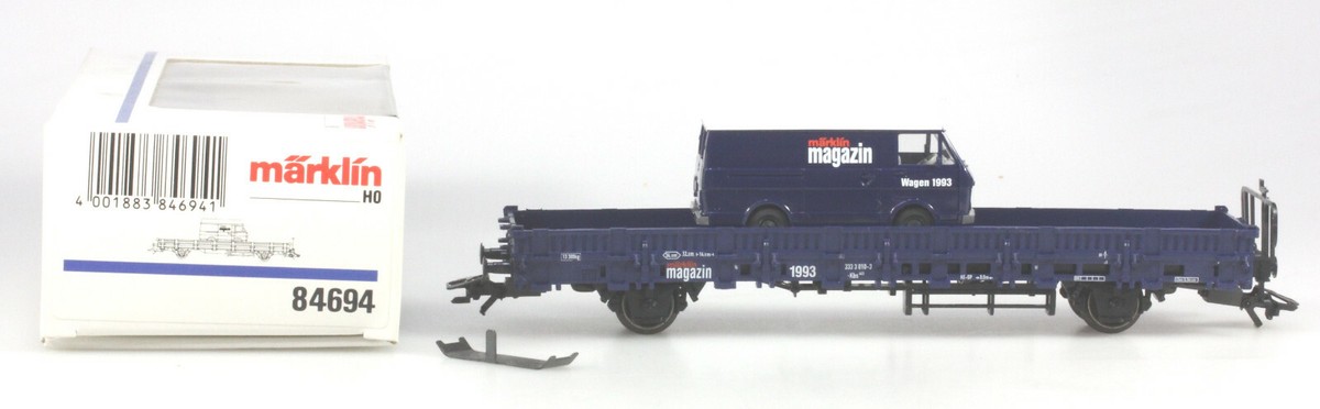 Marklin HO #84694 Magazine Low Side Gondola & VW Delivery Van LN