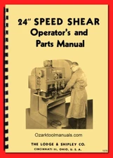 LODGE & SHIPLEY 24" Speed Metal Shear Operator's Service Parts Manual 1576