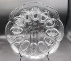 Vintage Anchor Hocking Savannah Clear Glass 12" Egg Plate Made in USA