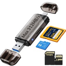 USB TypeC SD TF 4.0 Card Reader 3.0/3.1 312MB/s UHSII Dual Slot Adapter