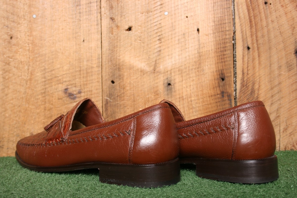 BRASS BOOT Genuine Caiman Alligator Cognac Leather Tassel Loafers - Men\'s 11.5 BRASS BOOT Genuine Caiman Alligator Cognac Leather Tassel  main image 2