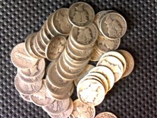 Roll of 50 Mercury Silver Dimes $5 Face P, D, S mints nice lots No Culls