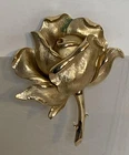 Vintage Trifari Rose Brooch Gold Tone Flower Bud Stem Textured Signed Jewelry