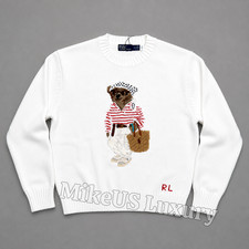 POLO RALPH LAUREN Polo Bear Coastal Chic Sweater White Beach Women Small NWT