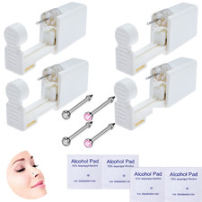 4-Pack Disposable Self Piercing Kit with Built-In Nose Studs, Very Safe Piercing