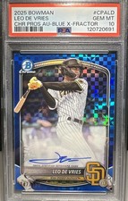 2025 Bowman Leo De Vries Chrome Prospect RC Auto Blue X-Fractor /150 Padres