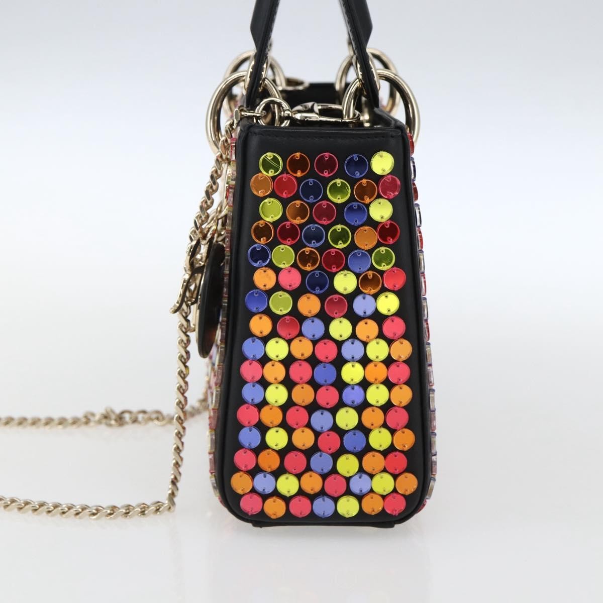 Christian Dior Chain Lady Dior Bag Leather 2way Multicolor Gold Auth 169657SM image 5