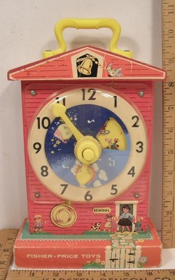 VTG 1968 FISHER PRICE MUSIC BOX TEACHING CLOCK 998 WORKING