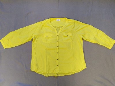 Bluse Hemdbluse, gelb, XL, 48/ 50 (eher wie 3XL), 100 % Baumwolle